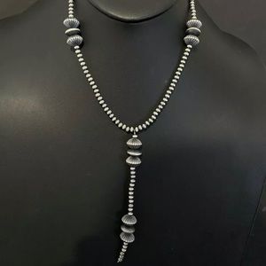 Sterling Silver Lariat Y Bead Necklace